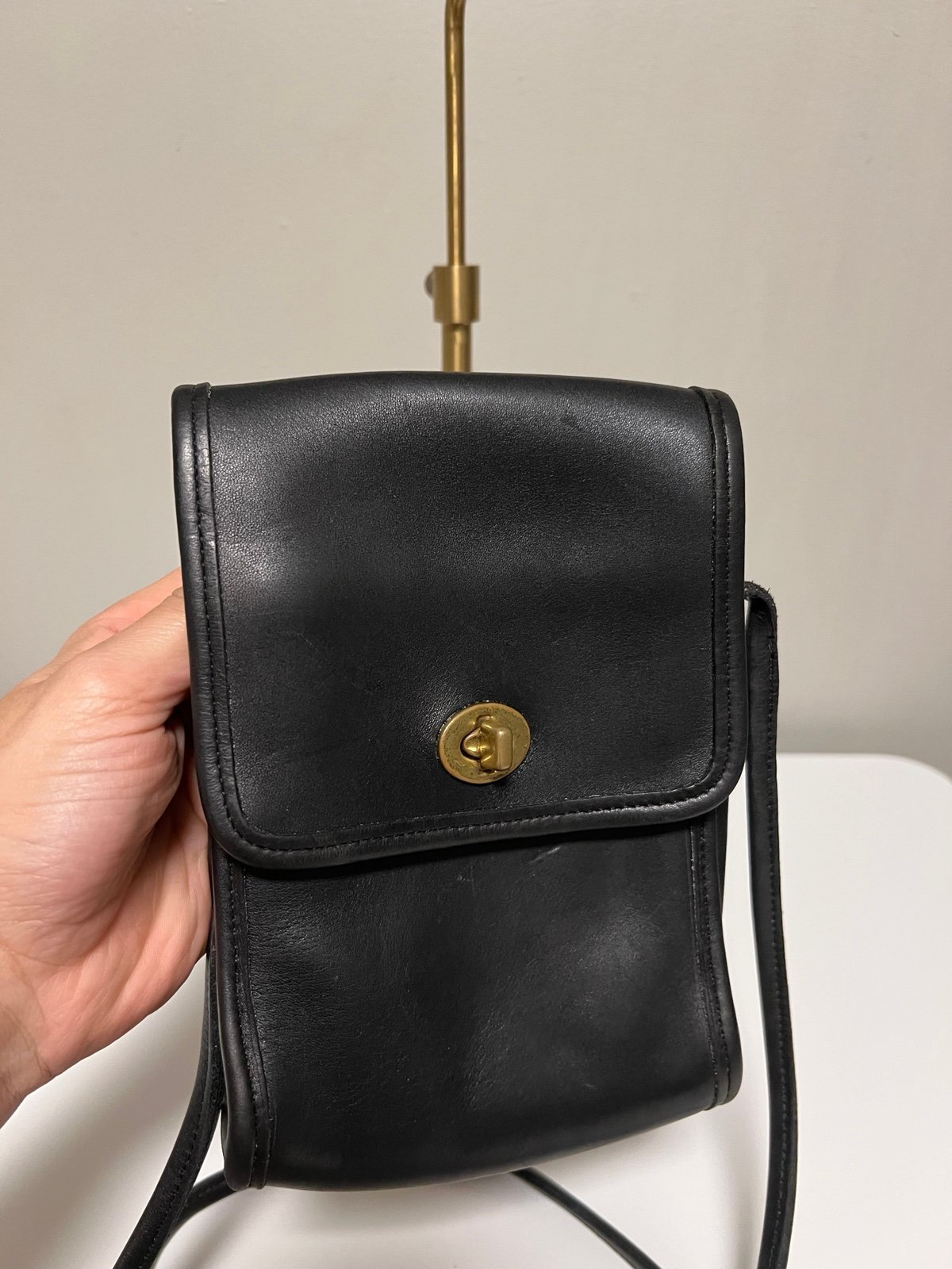 Vintage Coach Scooter Bag Glovetanned Leather Crossbody 9893 Black