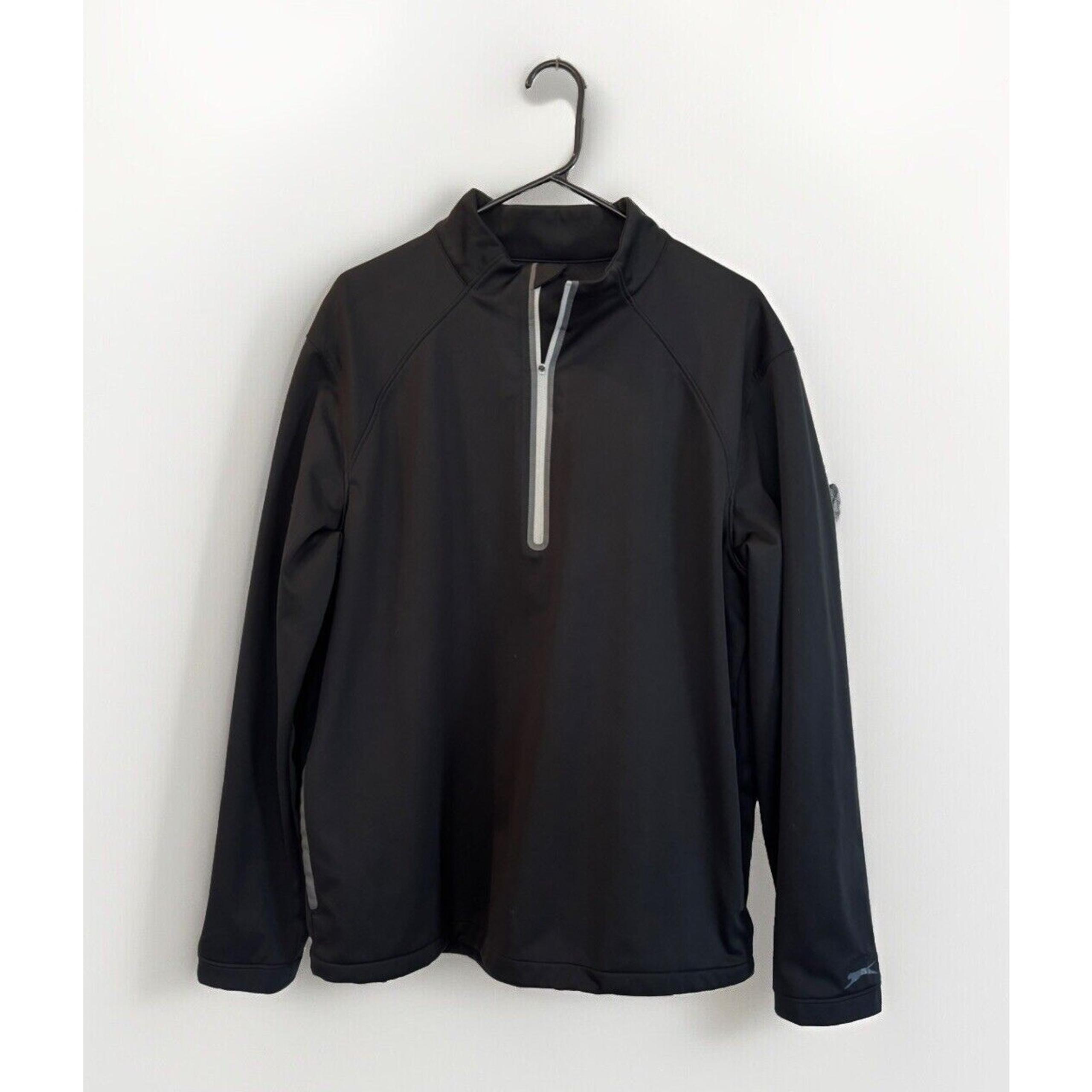 Slazenger Golf Mens Black Popover Jacket Size XL Quarter Zip Pullover Pockets