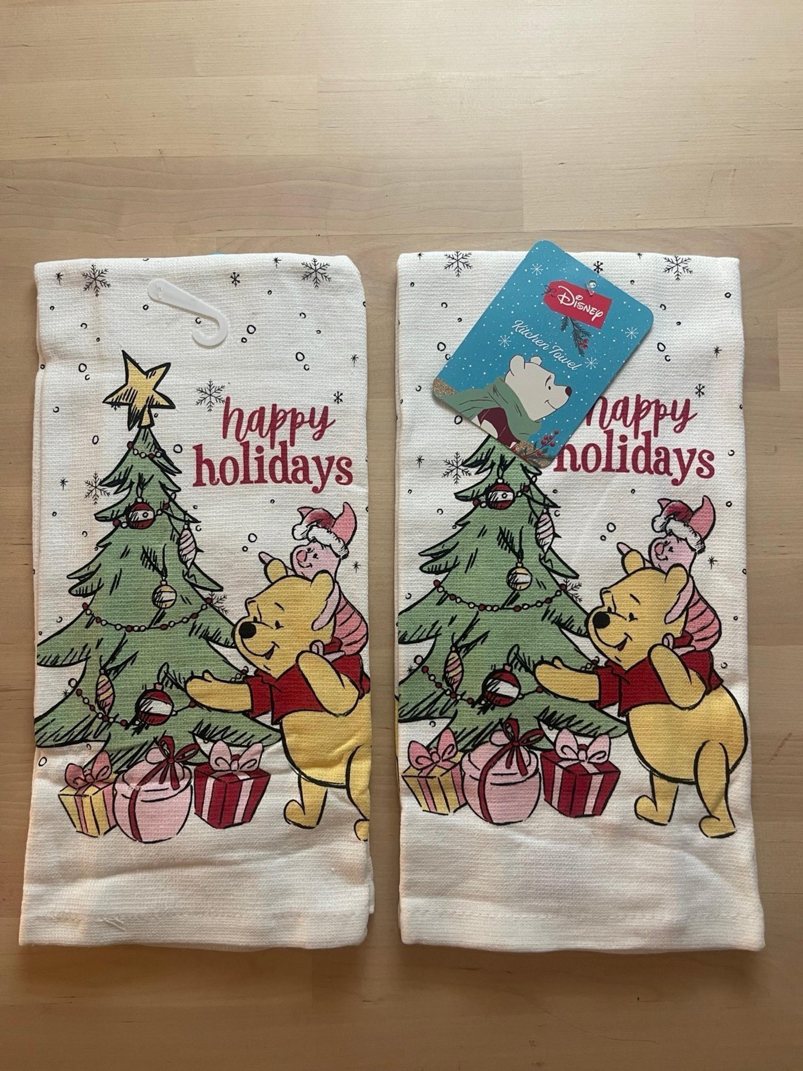 Disney Winnie The Pooh Christmas set of 2 kitchen towels
