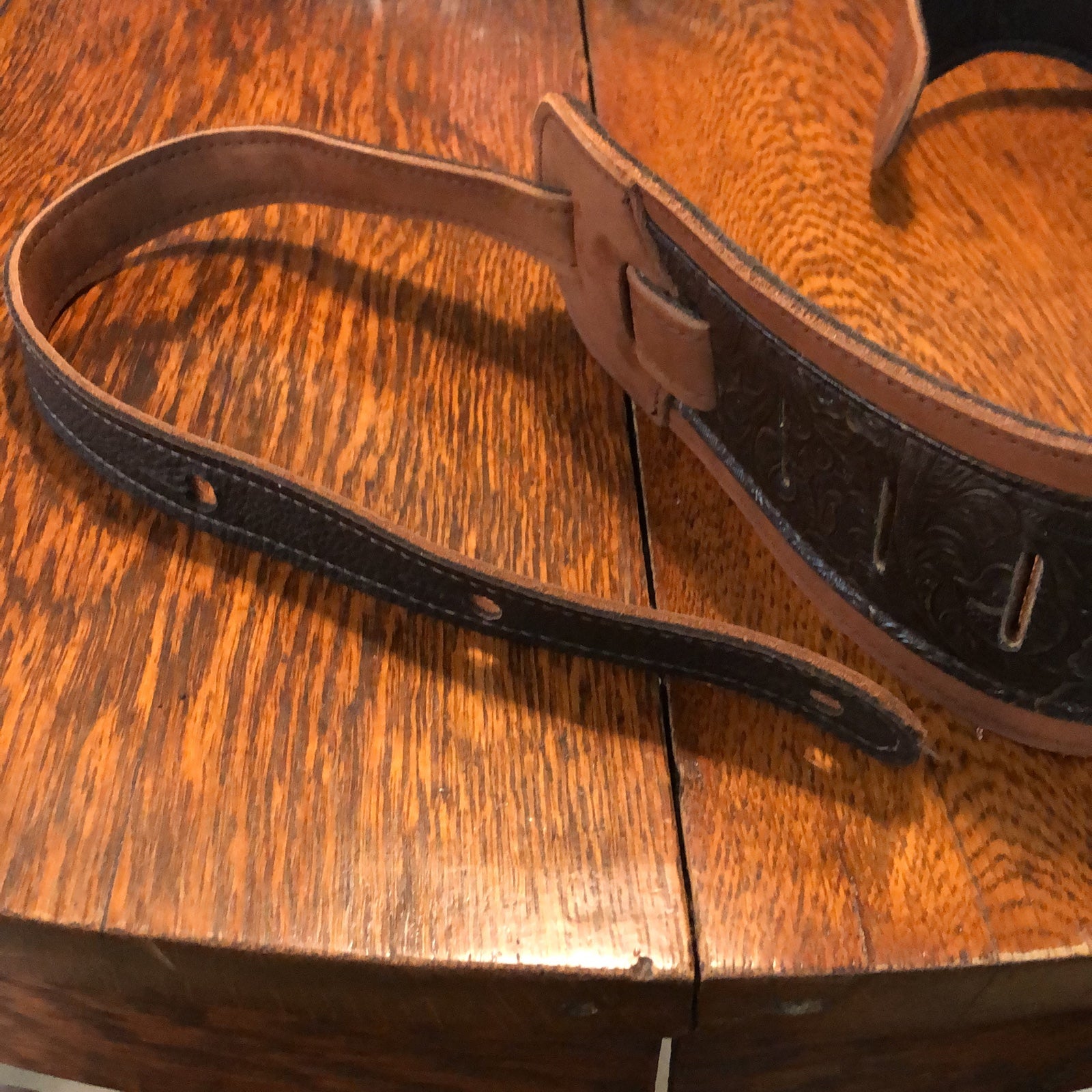 Taylor guitar leather strap with silver conchos