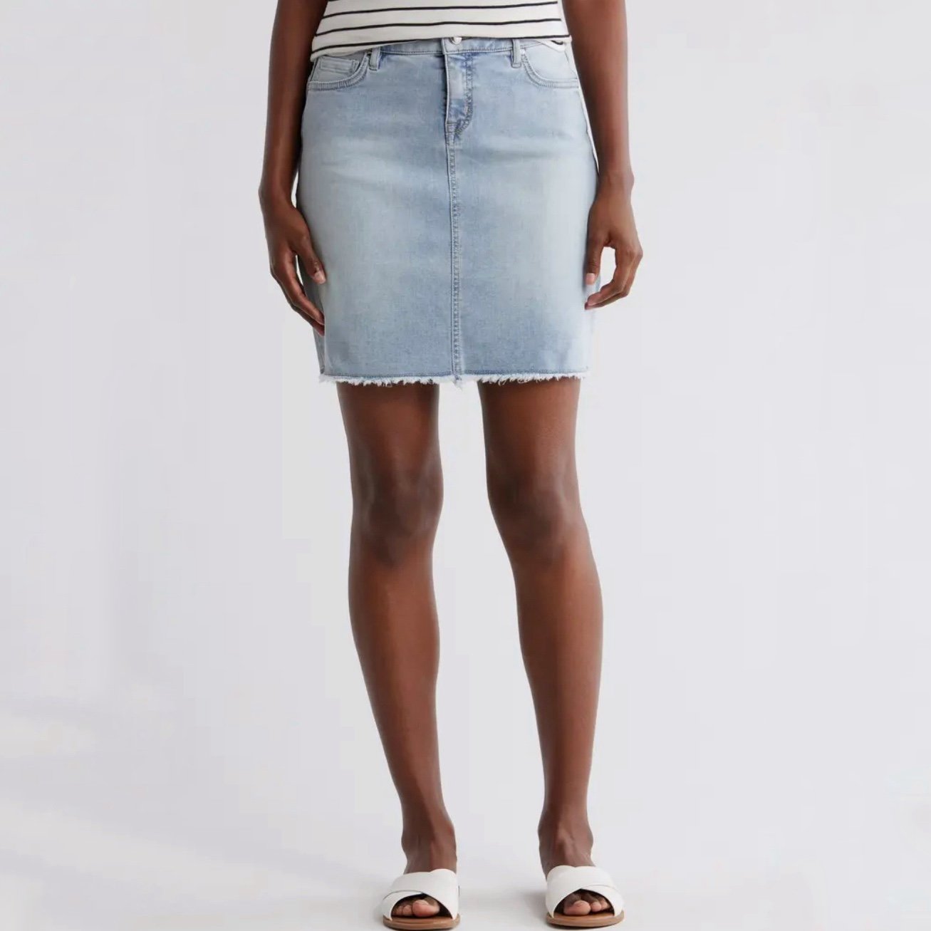 Tommy Bahama Boracay Indigo Raw Edge Denim Skirt, sz Medium