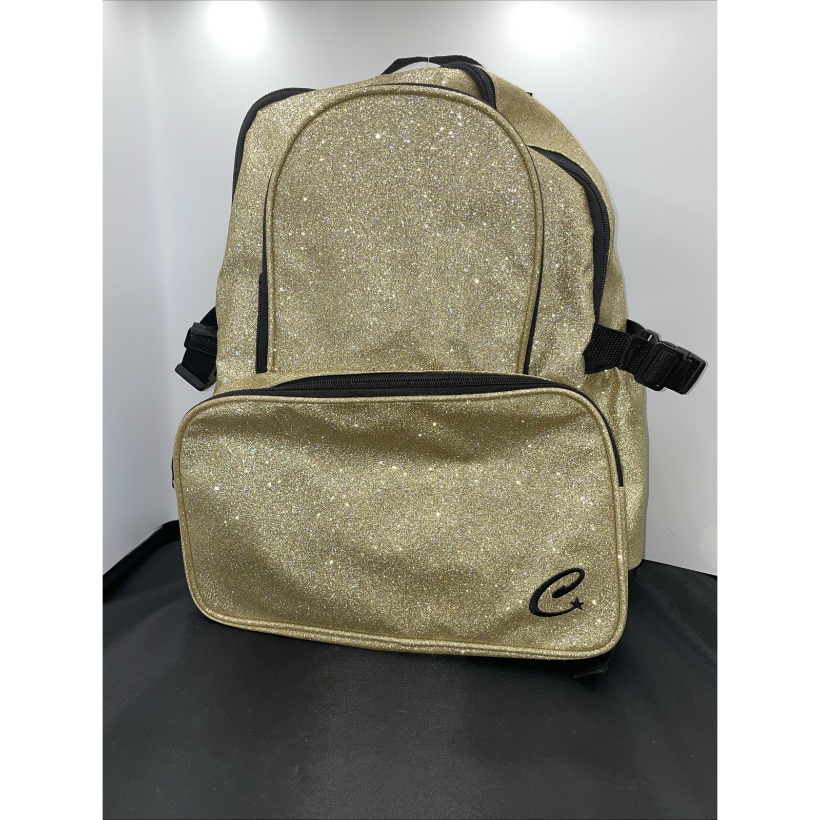Gold Glitter Back Pack With C Star On Front Full Size Adult
