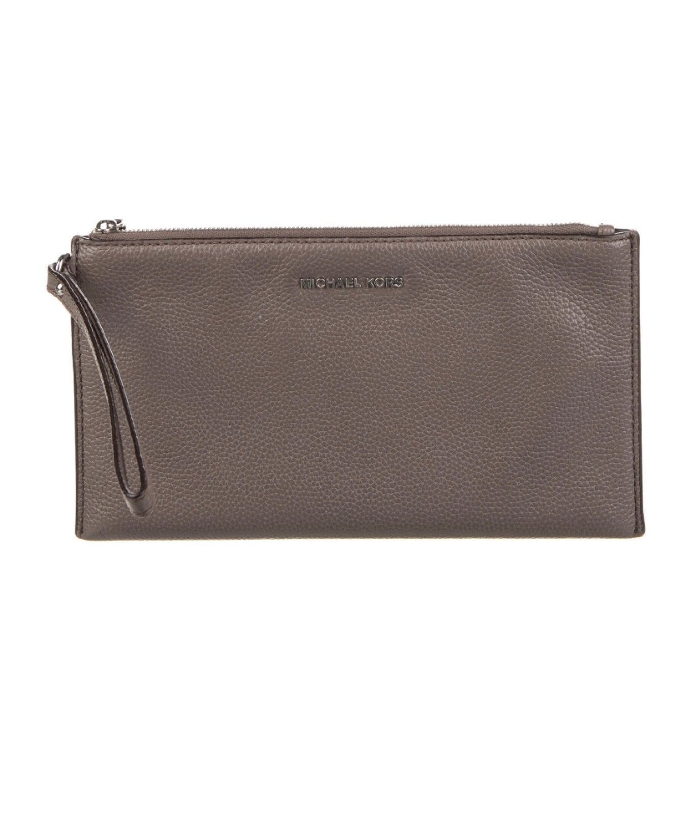 Michael Kors Wallet Clutch BAG Gray Leather Large Wristlet