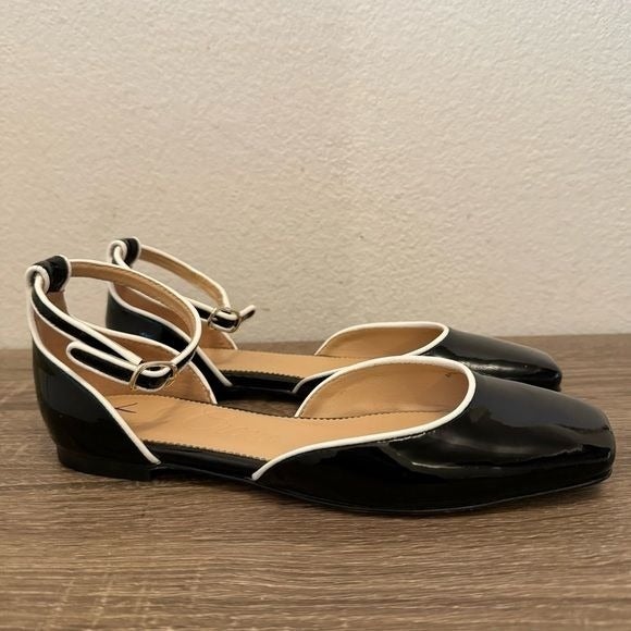J.Crew Anya Ankle-Strap Mary Jane Flats in Italian Patent Leather, Size 6