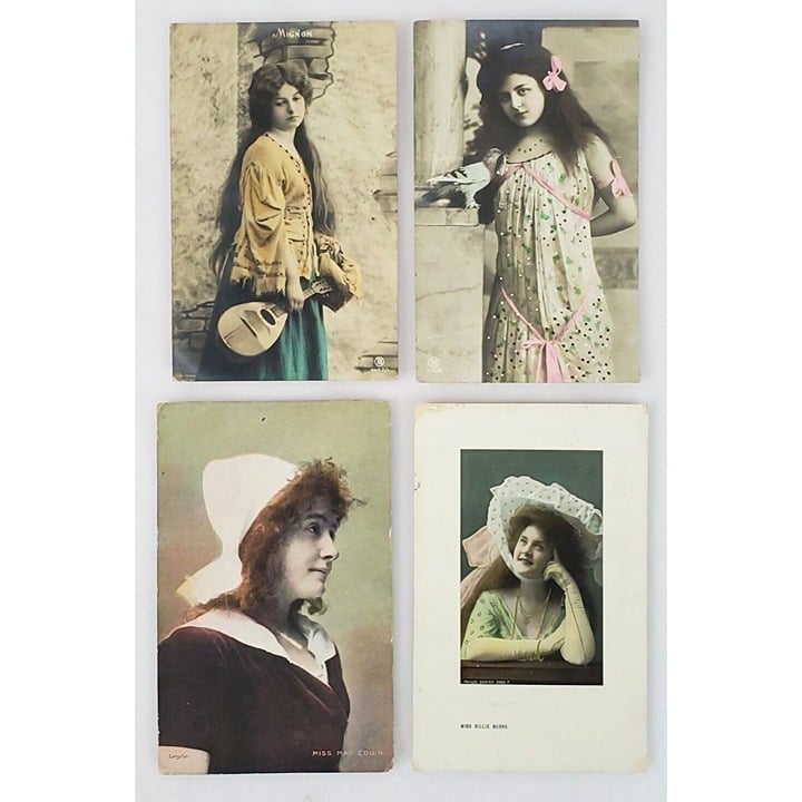 Vintage Postcard Norway Portraits Actress Theatre colored tinted Lot of 4