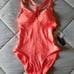 NEW Pretty Swimsuit Coral w Tropical Leaves Bathing Suit Swimwear One-Piece