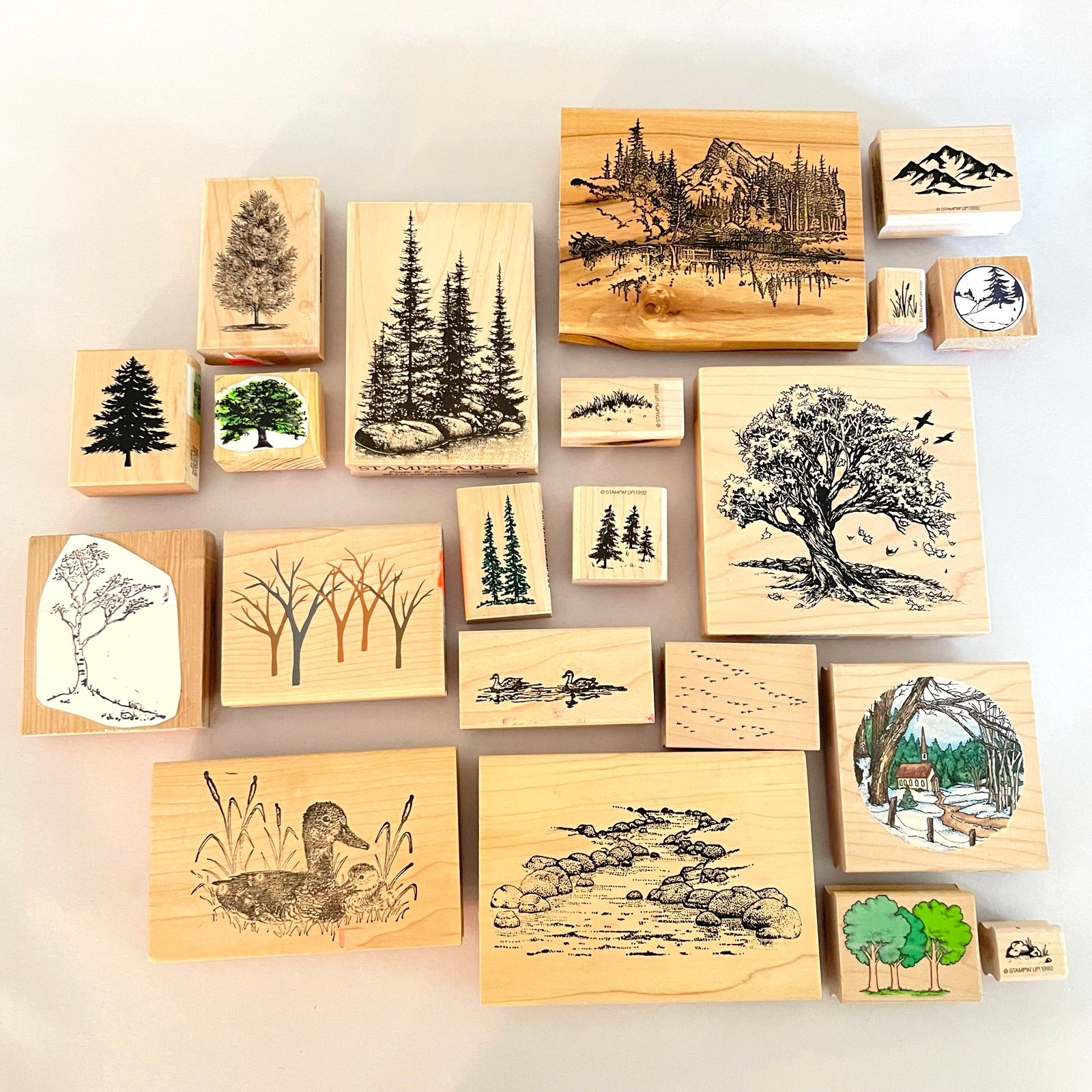 Lot Of Stampin Up PSX Stampscapes & Others Tree Outdoor Stamps Wood Mount Birds