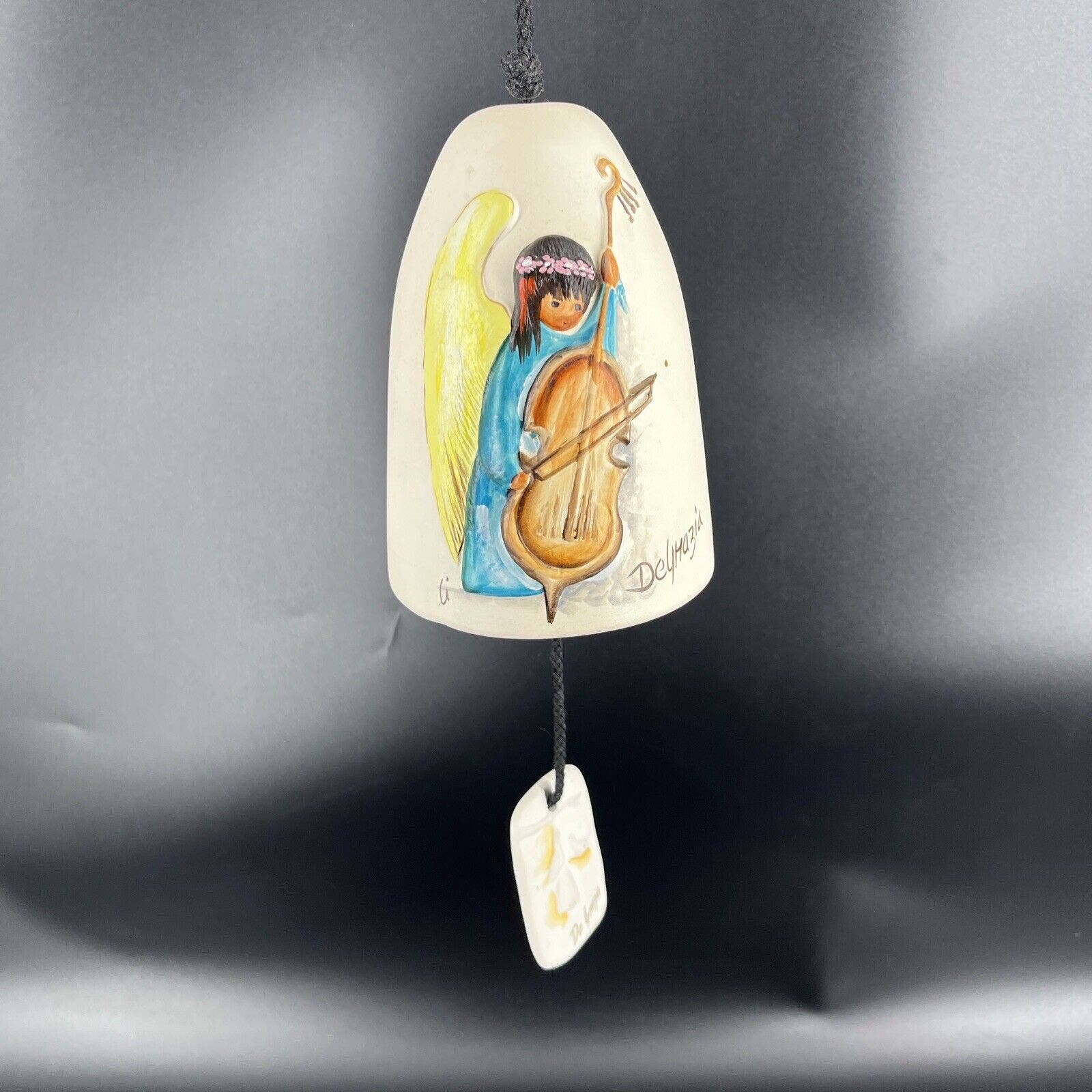 Vintage de Grazia Ceramic Wind Chime Bell Angel Girl Playing Violin Hand painted