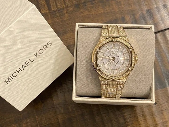 Michael Kors Lennox Pave Glitz Crystal Gold Watch MK6991