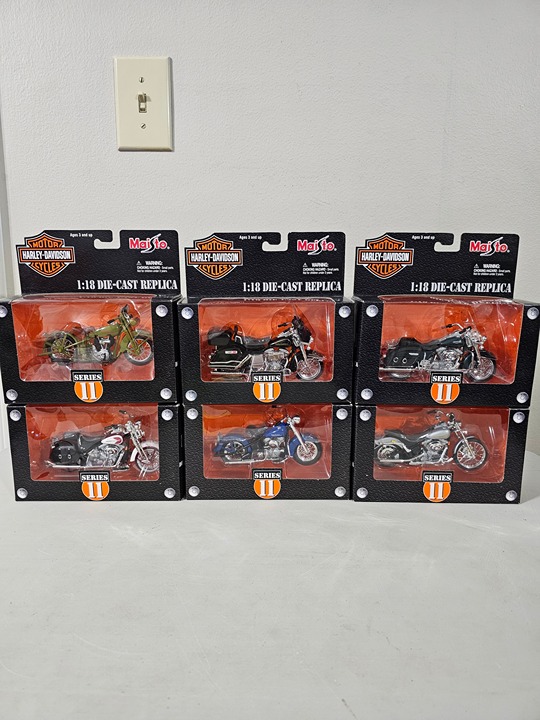6 Maisto Harley Davidson Series 11 Die Cast Replica Motorcycles 1:18