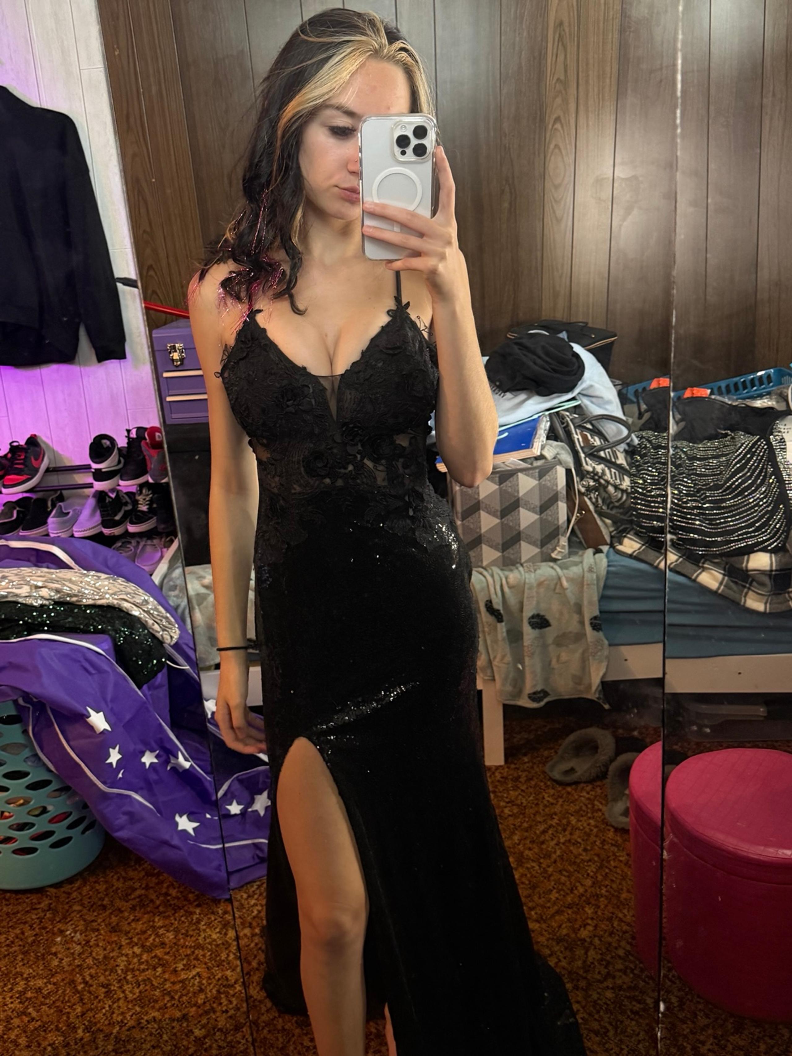 Black lace prom dress