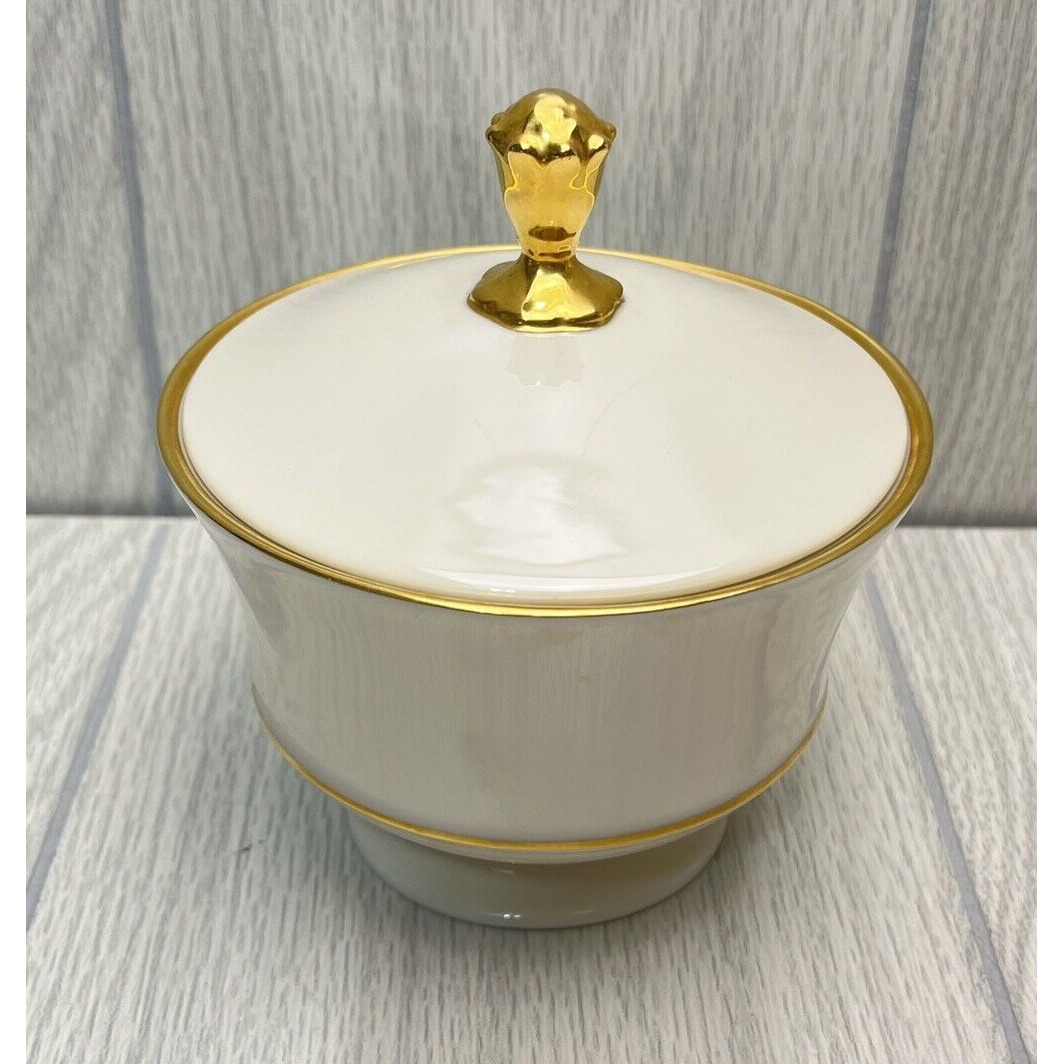 Vintage Lenox Lyric Jar with Lid Gold Trim Lidded Candy Dish