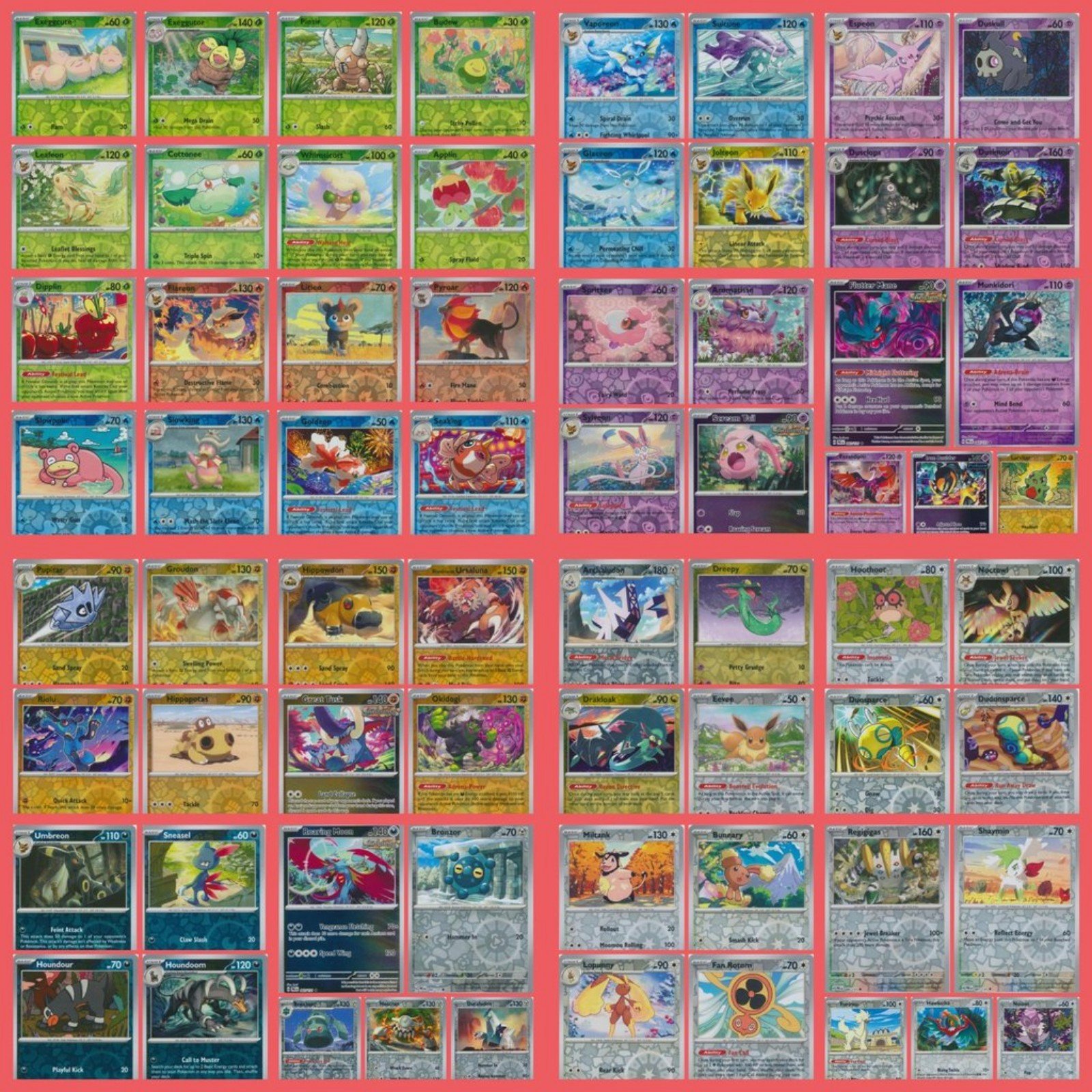 Complete Set of all 67 Pokemon Reverse Holo Cards from Prismatic Evolutions