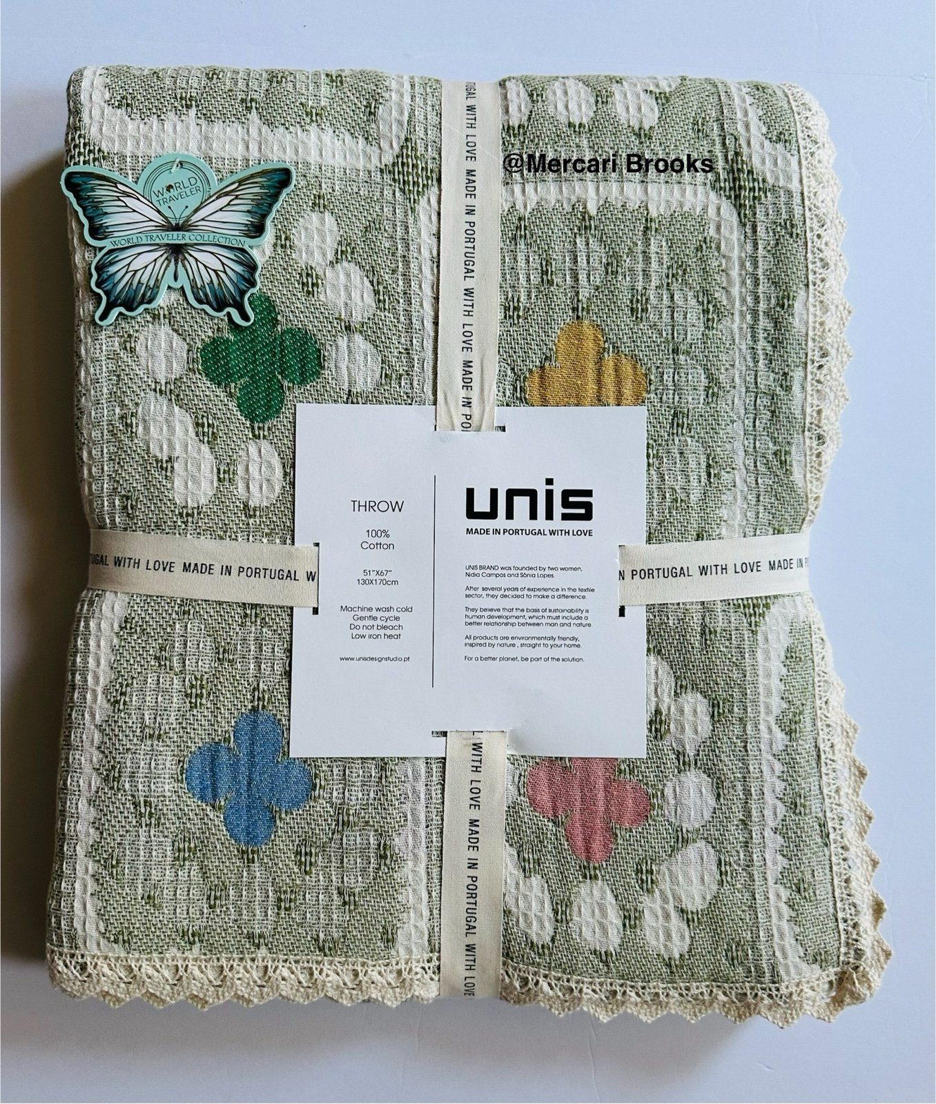 UNIS Throw Blanket Multi - Made in Portugal with Love - 51” x 67” - 100% Cotton