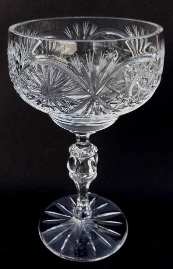 Rare Vintage Crystal Goblet Soviet Large Wine Goblet Crystal USSR for 2 Glasses