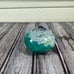 Glass Paper Weight Green Clear White Swirls