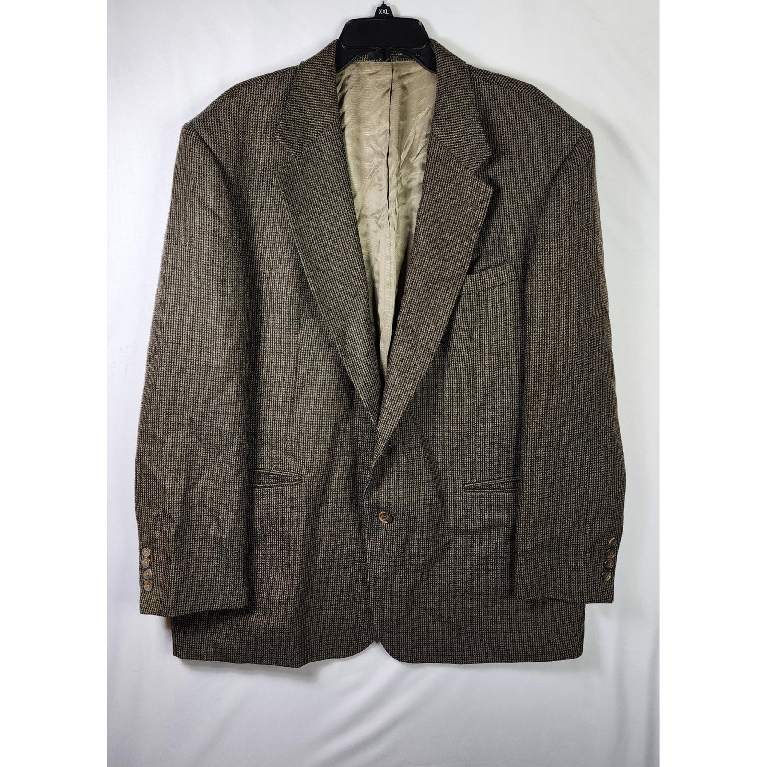 Silk Wool Houndstooth Blazer Mens Size 46R Sport Coat 2 Button Oscar de la Renta