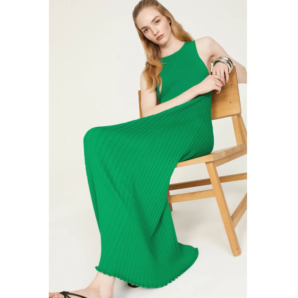 Marina Moscone Collective Dress Womens Small Green Knit Sheath Maxi