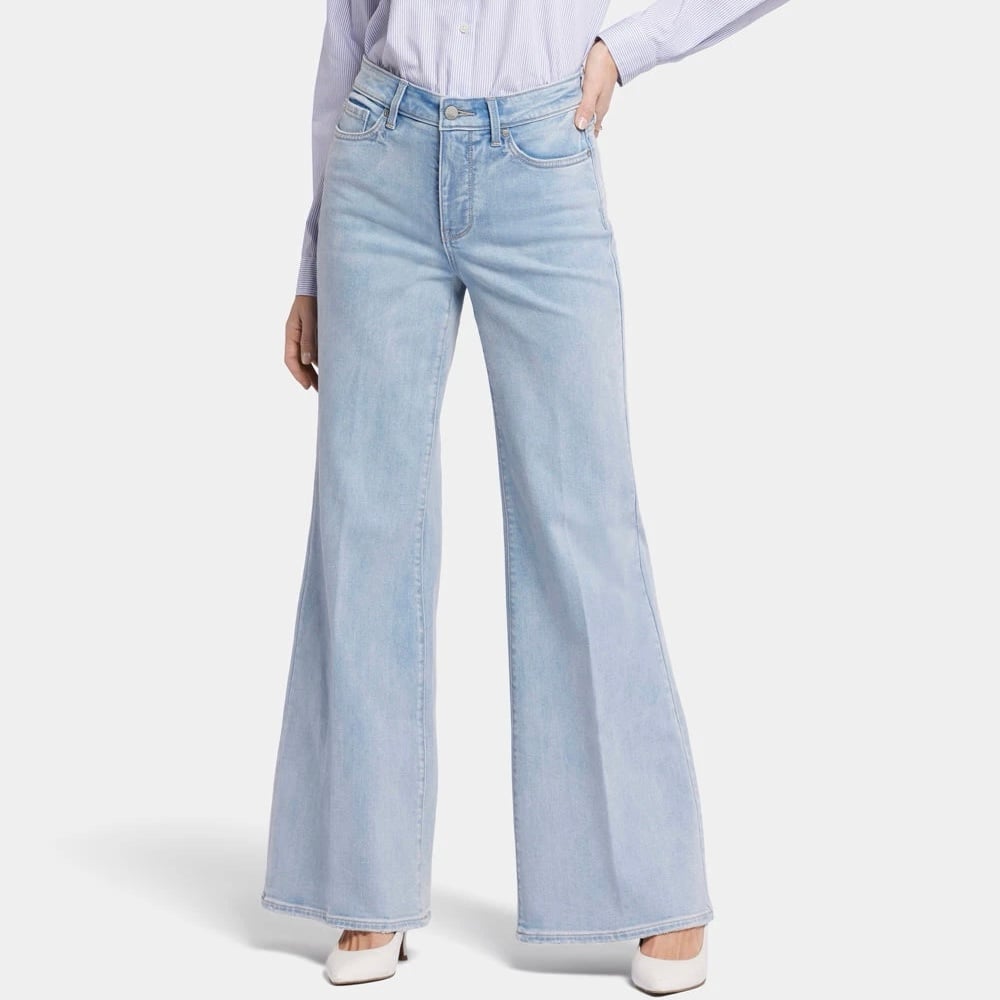 NYDJ 4 Mia Palazzo Women’s Jeans Flare High Rise Light Wash Stretch Westminister