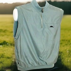 ROOTS GOLF ATHLETIC VEST JACKET LARGE GREEN MEN SLEEVELESS RIBBED ZIPPER LINED
