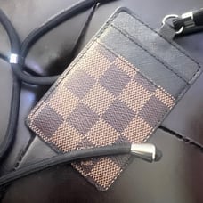Brown checkered id holder
