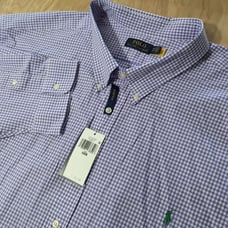 POLO RALPH LAUREN PERFORMANCE Men's 5XB Button Down Cotton/Spandex Purple Check