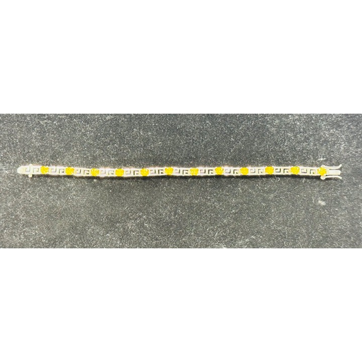 7.75 Inch Unbranded 925 Sterling Silver Tennis Bracelet w/ Yellow Gemstones