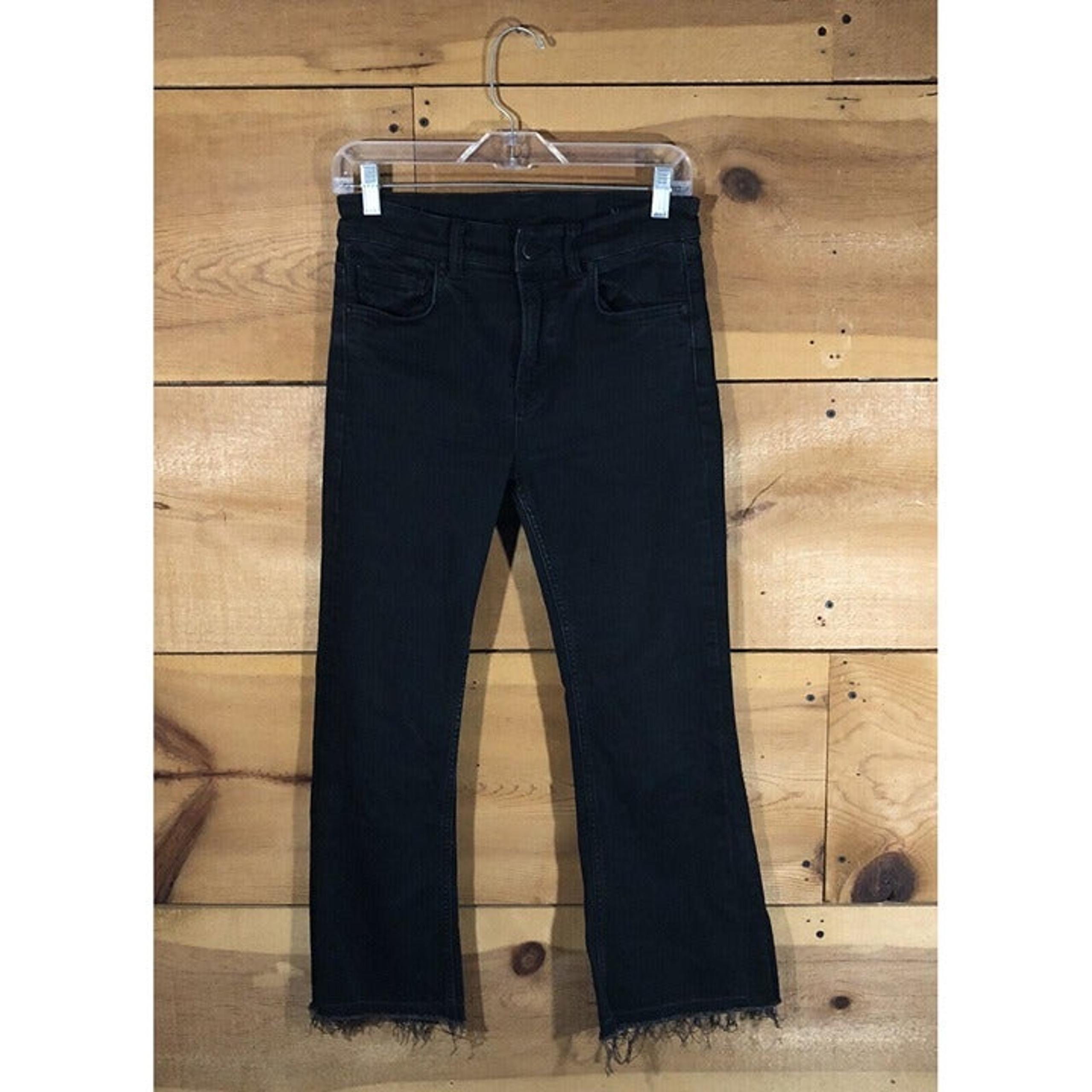 All Saints Heidi Raw Hem Cropped Jeans Womens Size 28x25 Dark Wash Stretch Black