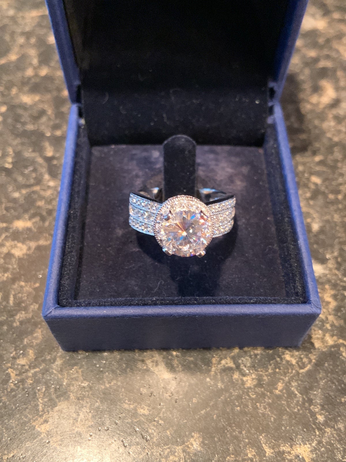 Platinum clad Man Made Diamond Ring
