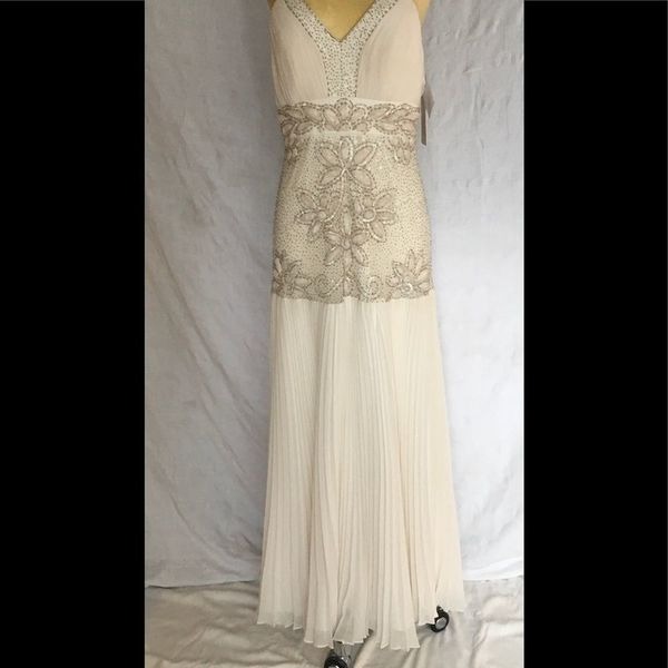 Sue Wong Ivory Floral Beaded Formal Gown - Size 8 NWT