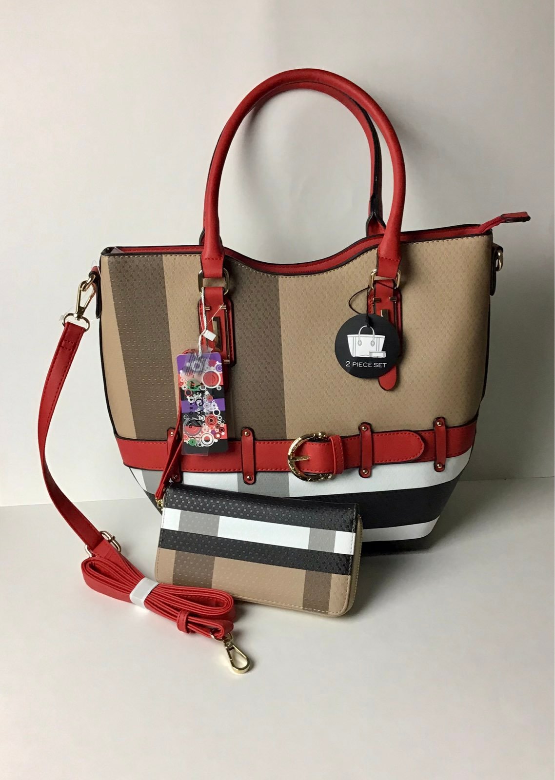 Ladies 2 Piece Set Fashion Multicolored Office Party Hand Bag