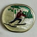 Indiana Metal Craft ~ Vintage (1977) ~ Skiing/Skier ~ Red/White ~ Belt Buckle