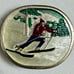 Indiana Metal Craft ~ Vintage (1977) ~ Skiing/Skier ~ Red/White ~ Belt Buckle