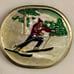 Indiana Metal Craft ~ Vintage (1977) ~ Skiing/Skier ~ Red/White ~ Belt Buckle