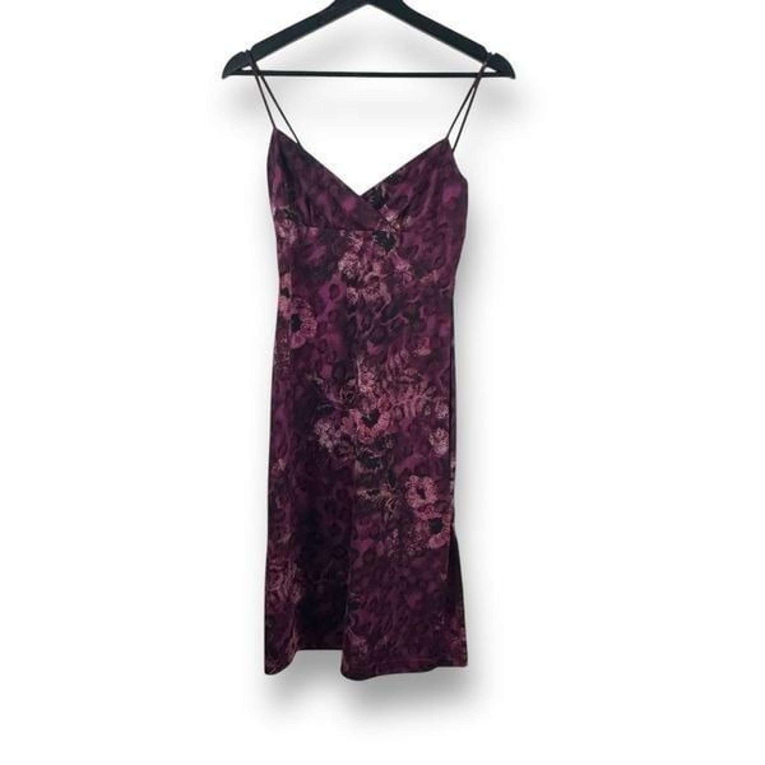 Vintage La Belle Women's S Multi Print Slip Dress Purple Red Floral Leopard Y2K