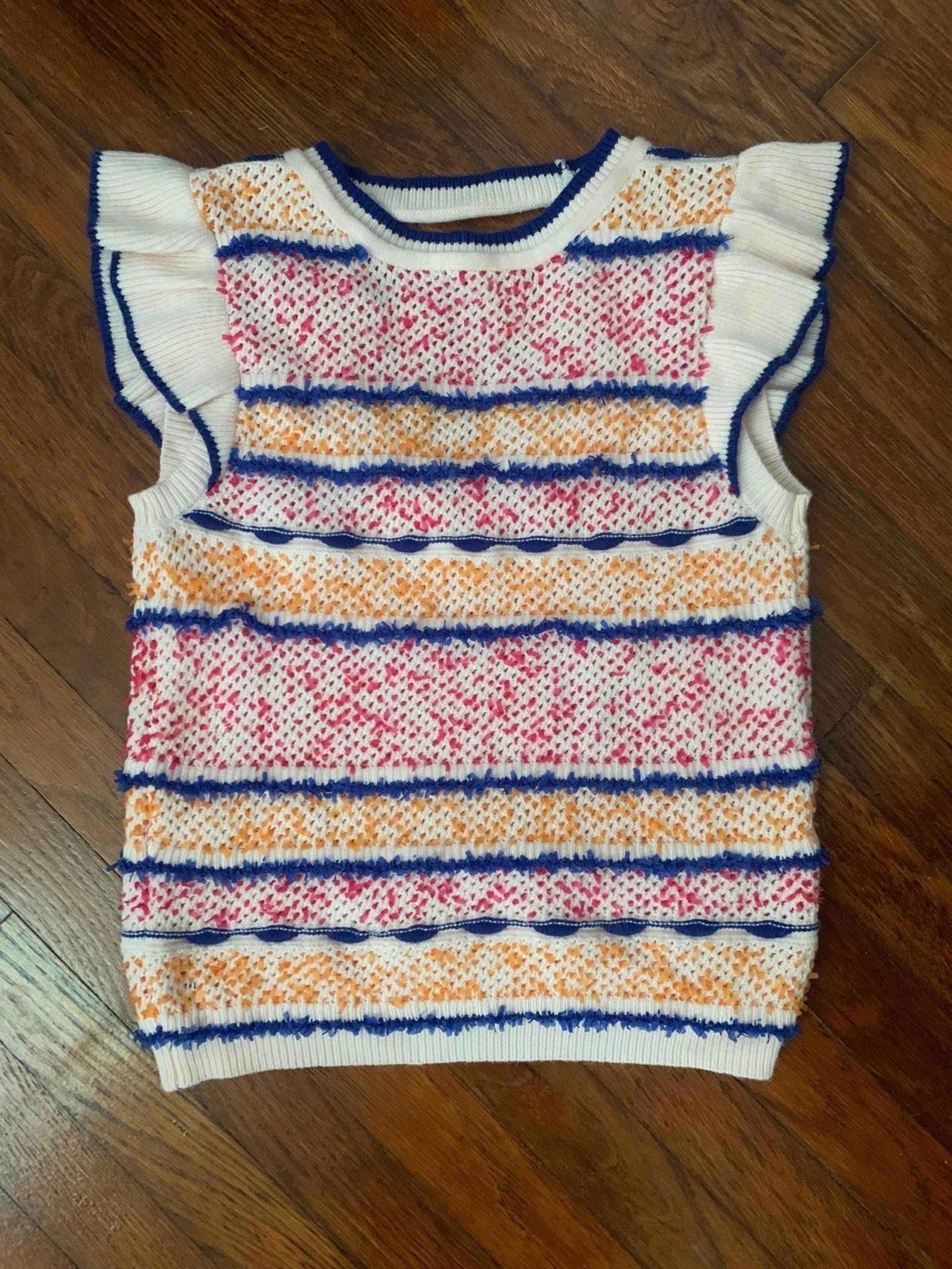THML knit ruffle sleeve top sz small