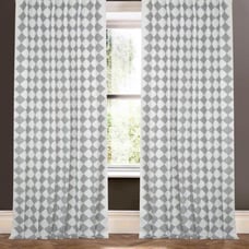 White and Gray Embroidered Drape (50 W x 96 L)