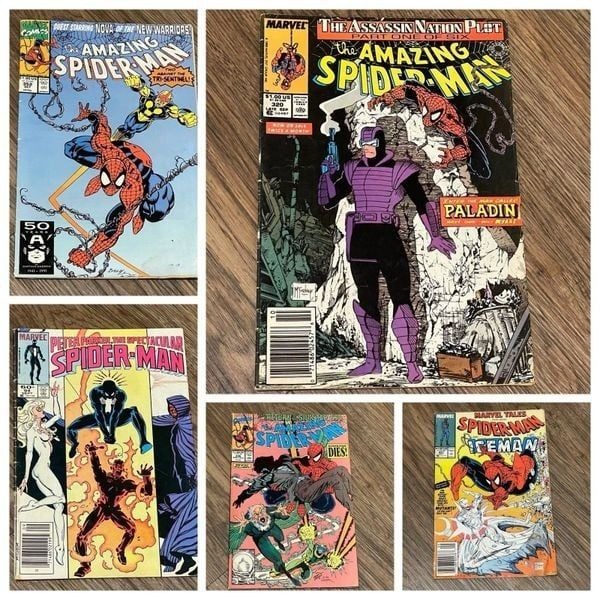 Lot of 5 Vintage Spider-Man comic Magazines