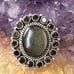 Obsidian, sheen, smoky topaz, 925 adjustable ring