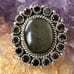 Obsidian, sheen, smoky topaz, 925 adjustable ring