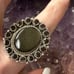 Obsidian, sheen, smoky topaz, 925 adjustable ring