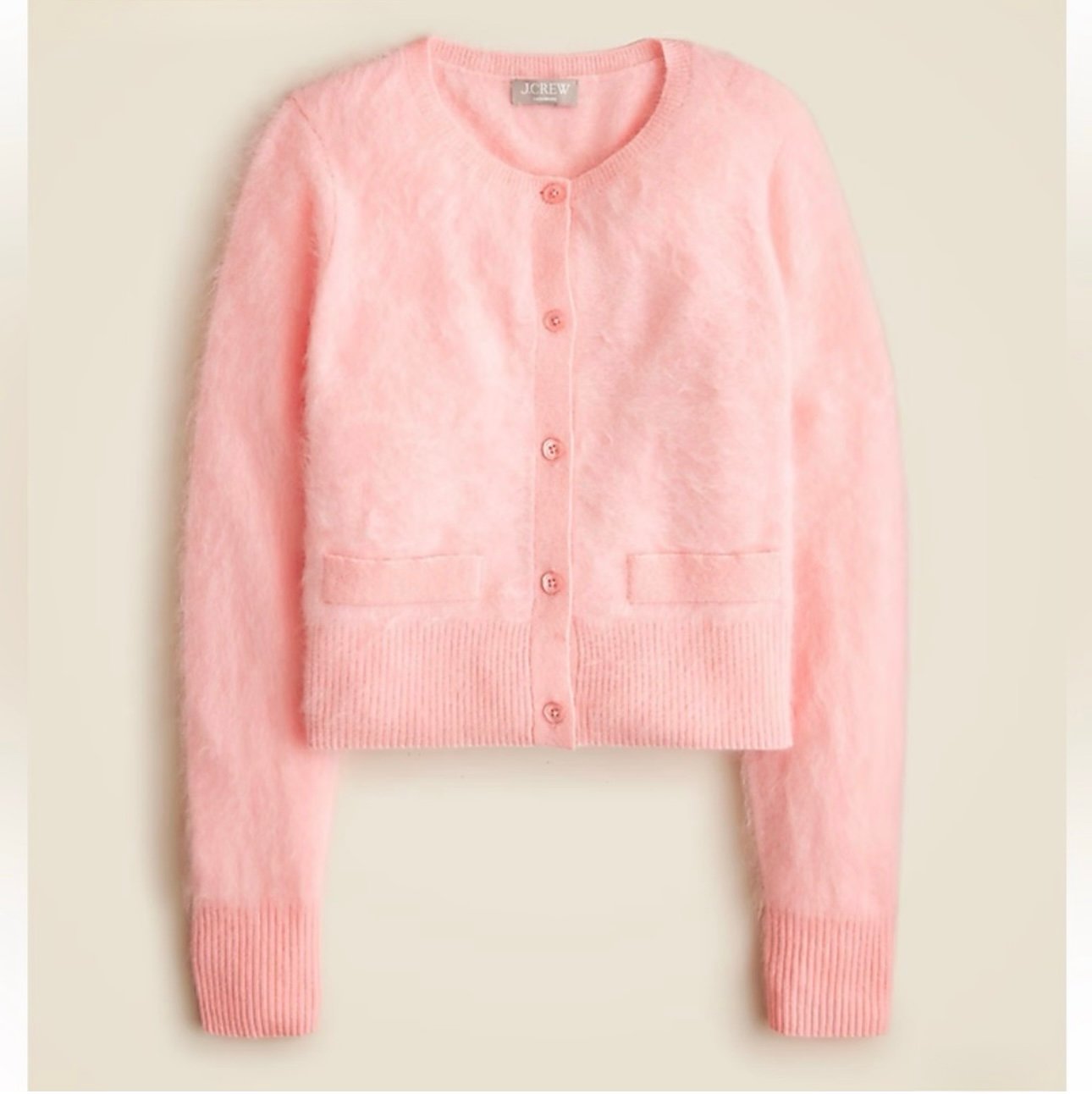 NWT J. Crew Brushed Cashmere Cropped Cardigan Sweater Blossom Pink