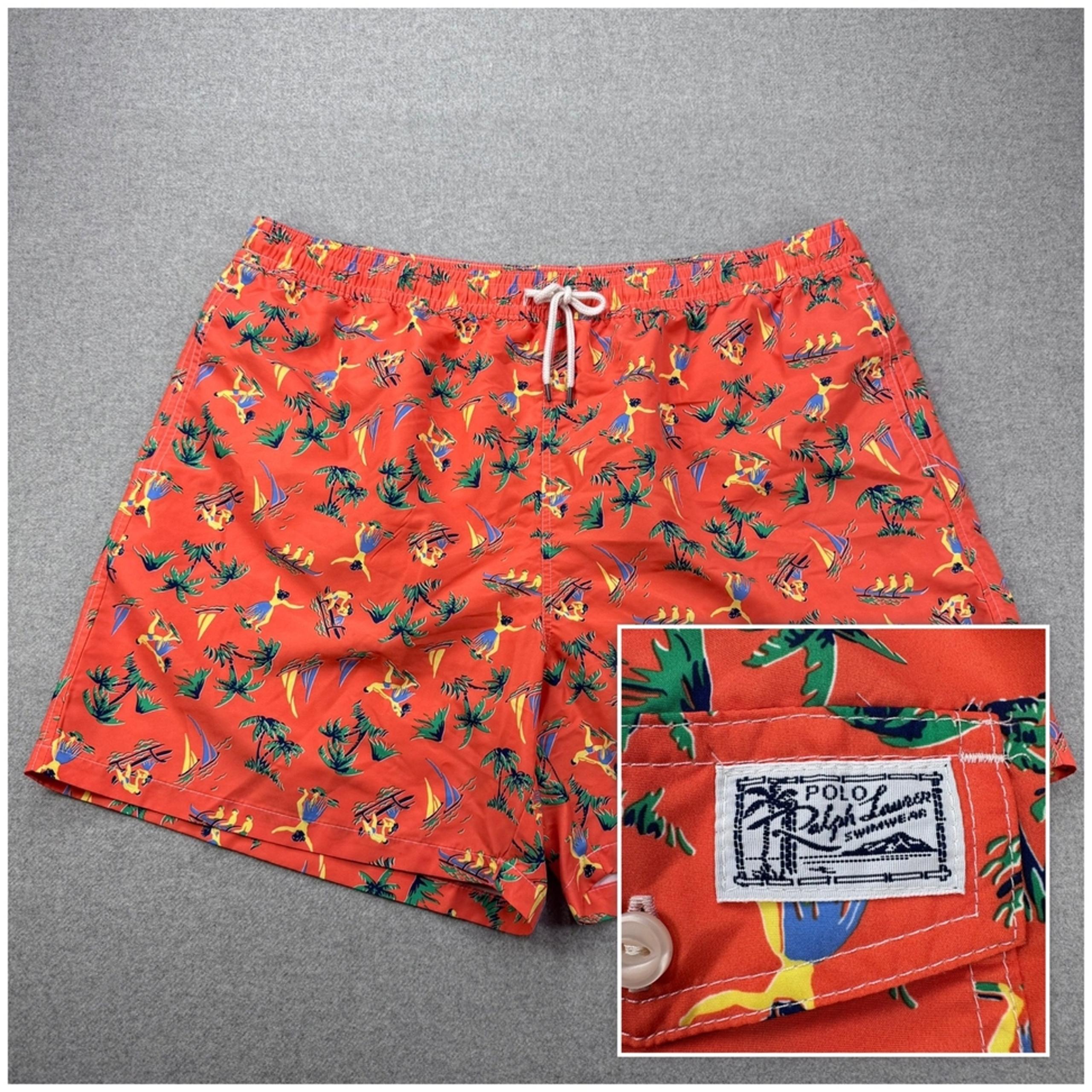 Polo Ralph Lauren Traveler Swim Trunks Mens XLT "Hula Girl" Orange Big Tall
