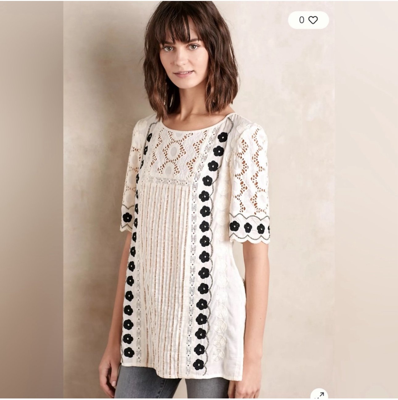 Anthropologie Floreat Veille Peasant Top