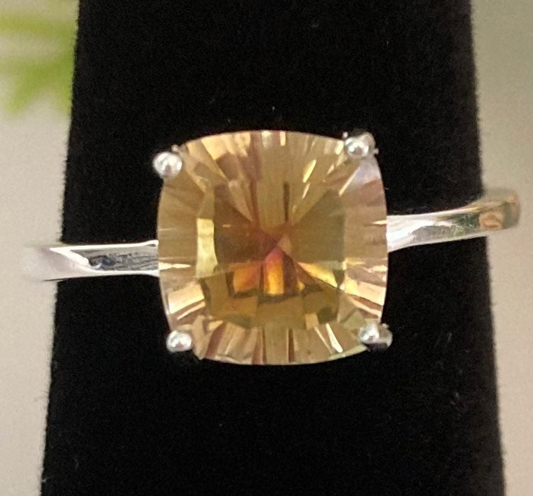 GENUINE MYSTIC YELLOW TOPAZ SOLID STERING SILVER RING SIZE 8