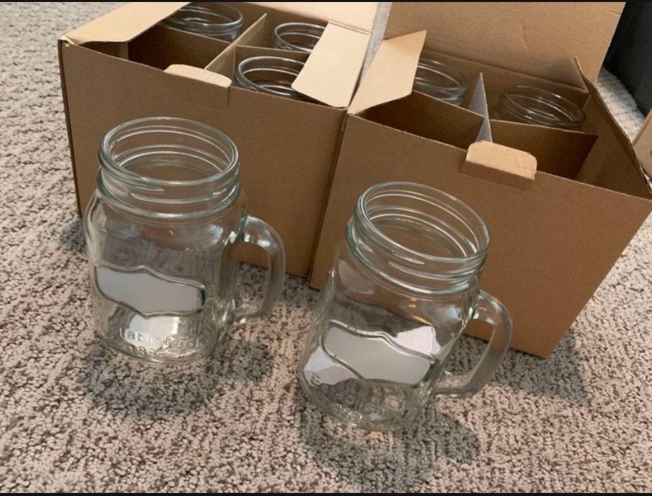 Circle Glass Yorkshire Mason Jar Mugs w/ Chalkboard Name Plate