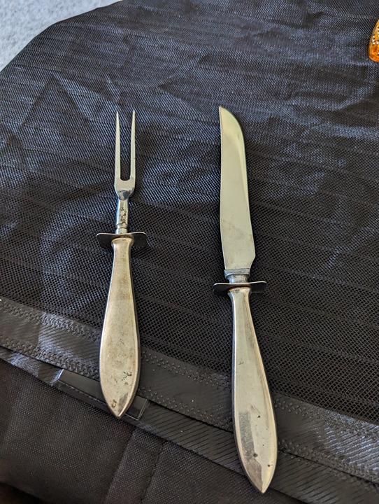 Stainless steel blades sterling silver handles. No mark found. Starting at 50 f