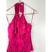 Express Vintage Y2K 100%Silk Pink Barbie Halter Ruffle Top Size 8 Sexy