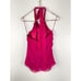 Express Vintage Y2K 100%Silk Pink Barbie Halter Ruffle Top Size 8 Sexy