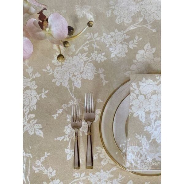 NWT Wilton Court 60”X104” Oval Cream Rose Print Tablecloth